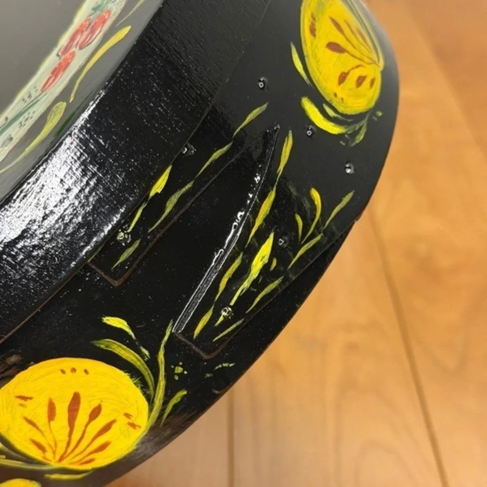 Hand Painted Folk Art Wooden Lidded Box – Pennsylvania Dutch Style 8.5